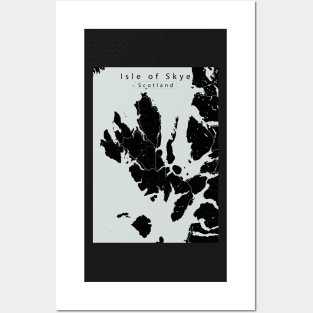 Isle of Skye Scotland Island Map dark Posters and Art